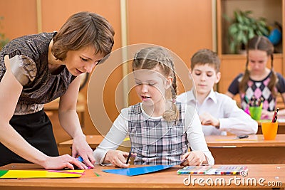 School kids work at labour lesson