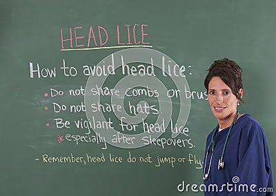 School nurse and head lice