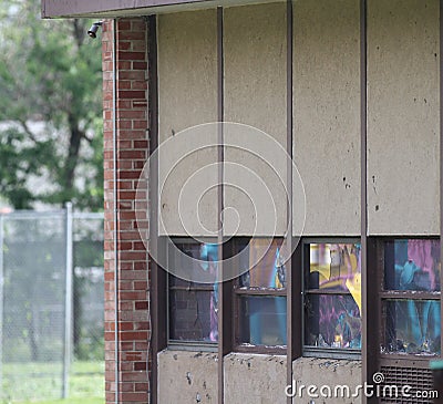 School windows shattered by hail storm