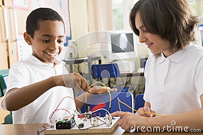 Schoolchildren in a science class