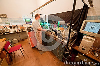 Scientist engaged in research in his lab