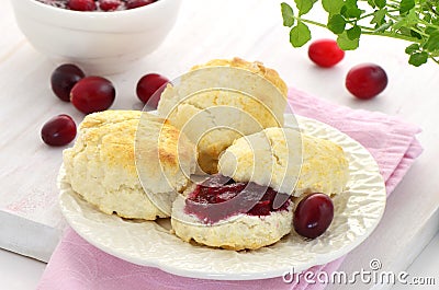 Scones with homemade cranberry jam