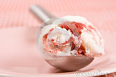 Scoop of raspberry ice cream