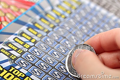 Scratching lottery ticket