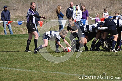 A Scrum in a Women s College Rugby Match