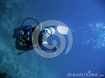 Scuba diver arms crossed underwater sabang