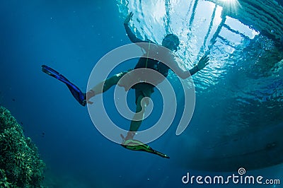 Scuba diver with diving gears