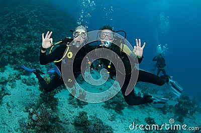 Scuba divers having fun