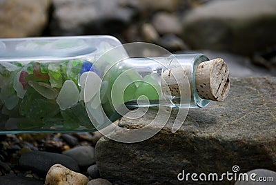 Sea Glass In A Corked Bottle