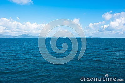 Sea landscape with blue sky and clouds