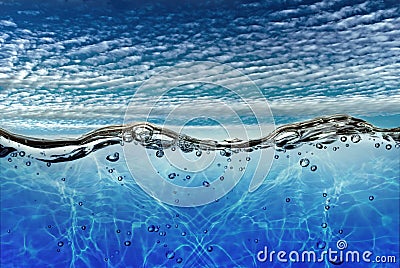 Sea waves on a background of blue sky