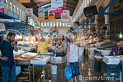 Seafood on the market of Athens on August 1, Greece.