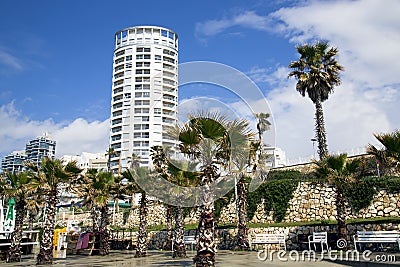 Seafront and architecture modern buildings in Bat-Yam