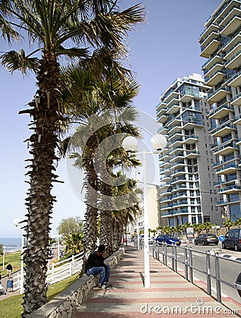 Seafront and architecture modern buildings in Bat-Yam