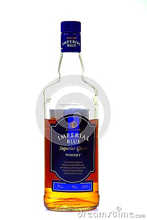 Seagram's Imperial Blue Whiskey Bottle Stock