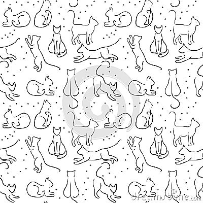 Seamless background with cat silhouette
