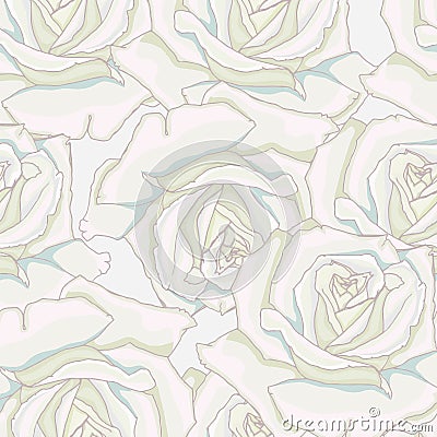 Seamless background. White roses.