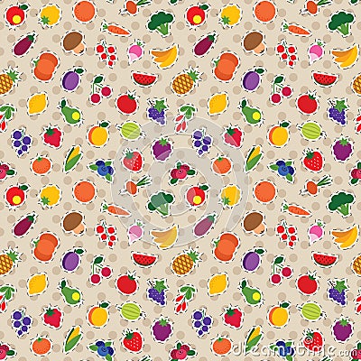 Seamless fruit and vegetable pattern