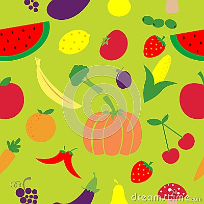 Seamless fruits and vegetables pattern