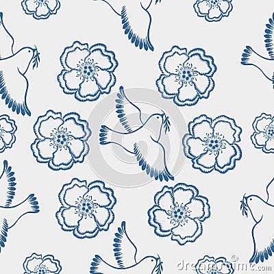 Seamless pattern dove peace