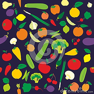 Seamless pattern fruits and vegetables