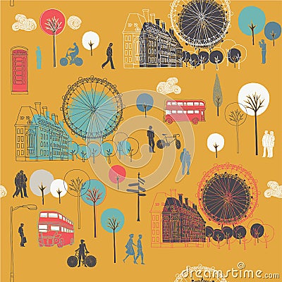 Seamless pattern with the London Eye