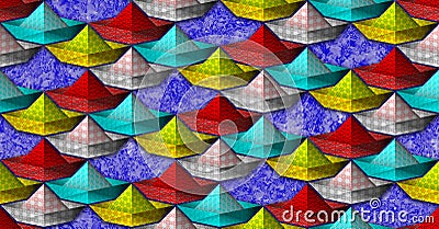 Seamless pattern with stylized paper boat