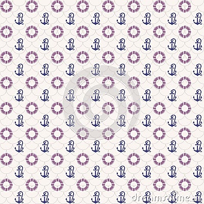 Seamless patterns, anchors and lifebuoy