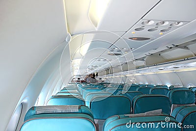 Seats in white passanger airplane