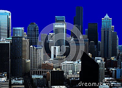 Seattle Skyline Blue Back