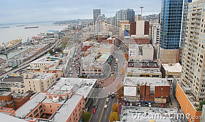 Seattle streets panorama.