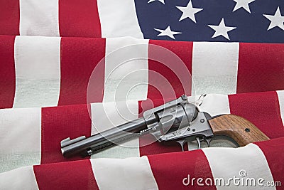 Second amendment rights revolver USA flag