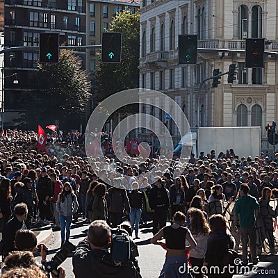 Secondary school students protest in Milan, Italy