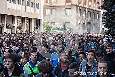 Secondary school students protest in Milan, Italy