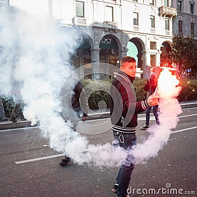 Secondary school students protest in Milan, Italy