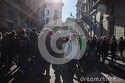 Secondary school students protest in Milan, Italy