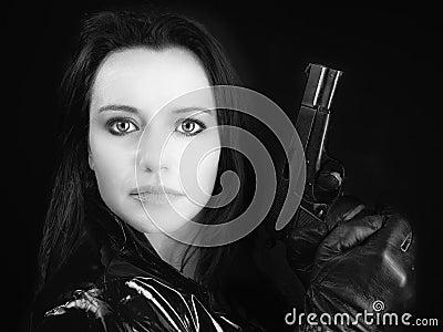 Secret Agent Woman with Gun Stock Photo - Image of criminal, service:  50530616