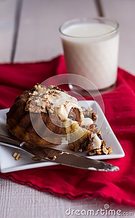 Section chocolate orange cake with butter cream and toasted walnuts