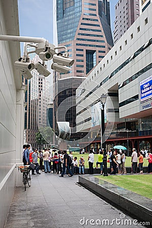 Security cameras in the city center in Singapore