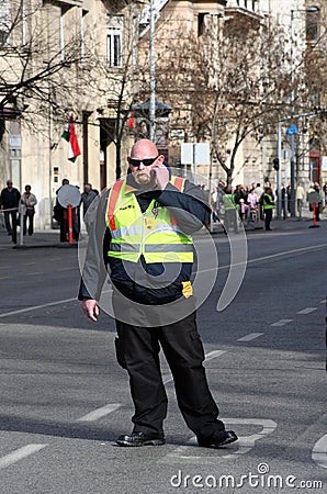 Security man on the hungraian revolution day