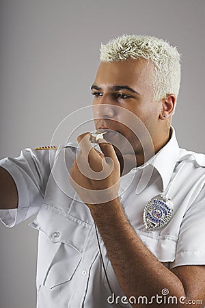 Security officer with whistle