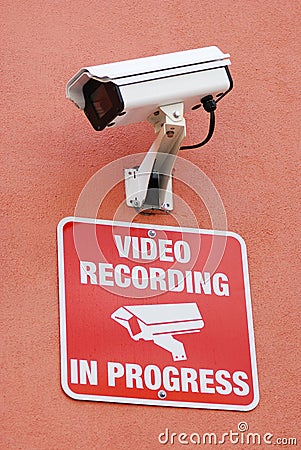 Security / surveillance camera with warning