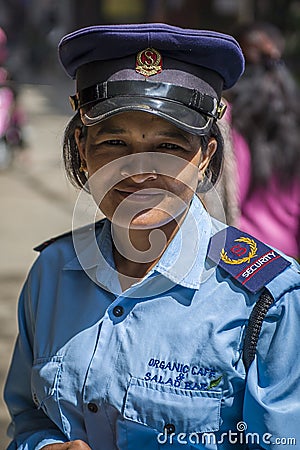 Security woman on Kathmandu street