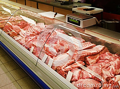 Selection of meat at a butcher shop