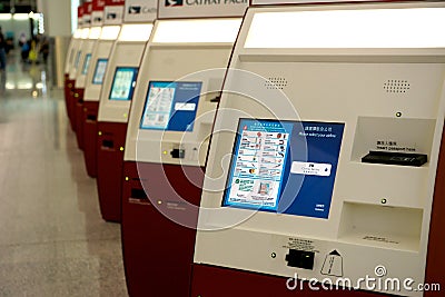 Self Check-in machines at Hong Kong airport