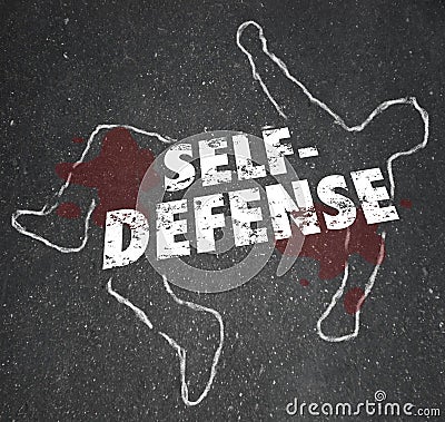 Self Defense Words Chalk Outline Body Defending Yourself Attack