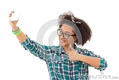 Selfie Concept Beautiful African American Teenage Girl Taking Stock Selfie Concept Beautiful African American Teenage Girl Taking Stock