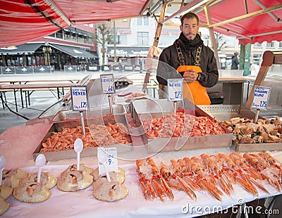 Selling Shellfish, Fish Market, Bergen, Norway