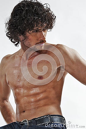 Semi nude portraits of handsome muscular man