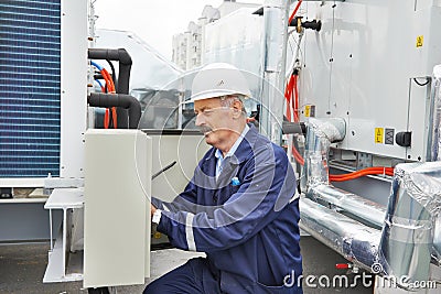 Senior adult electrician engineer worker